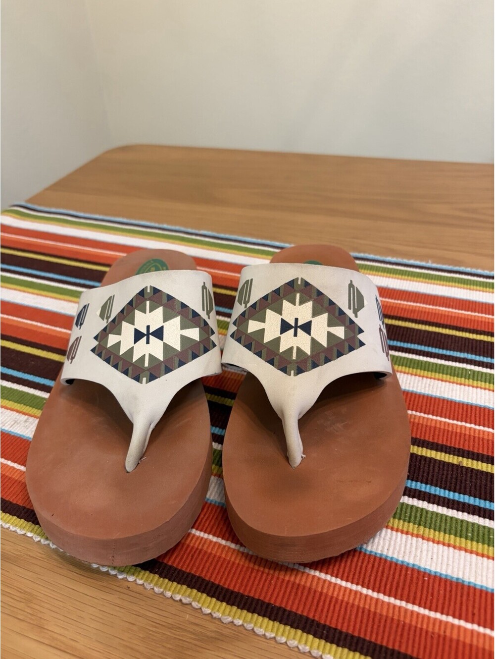 Grandco Flip Flops Size 10 Southwest Print Synthetic Taiwan Lightweight